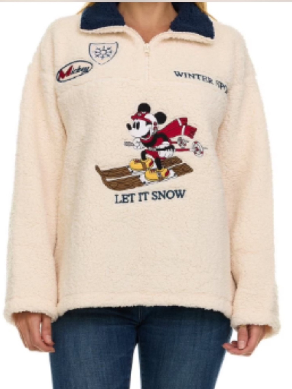Women’s Mickey Mouse Winter Sherpa Quarter Zip Pullover XL